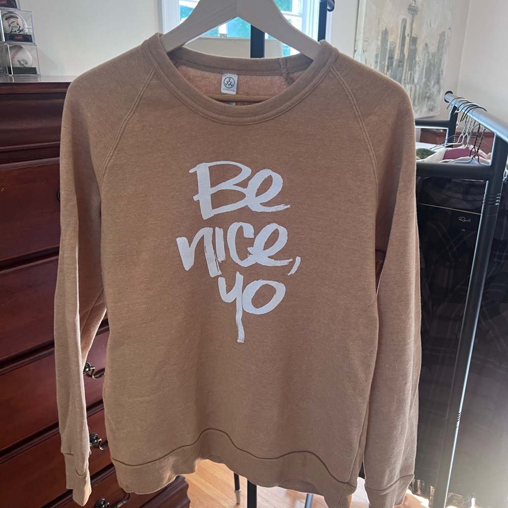 Alternative Apparel Tan Sweater with White Script